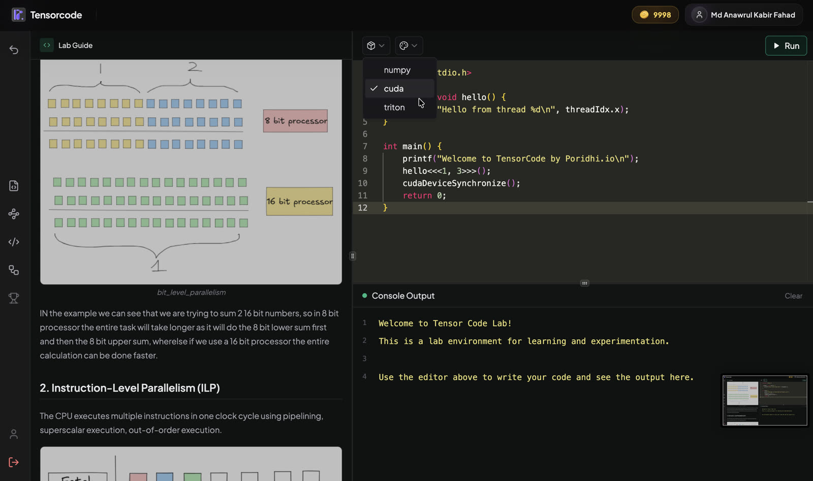The runtime picker in a lab: numpy, cuda and triton